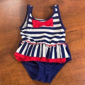 Red, blue and white bathing suit